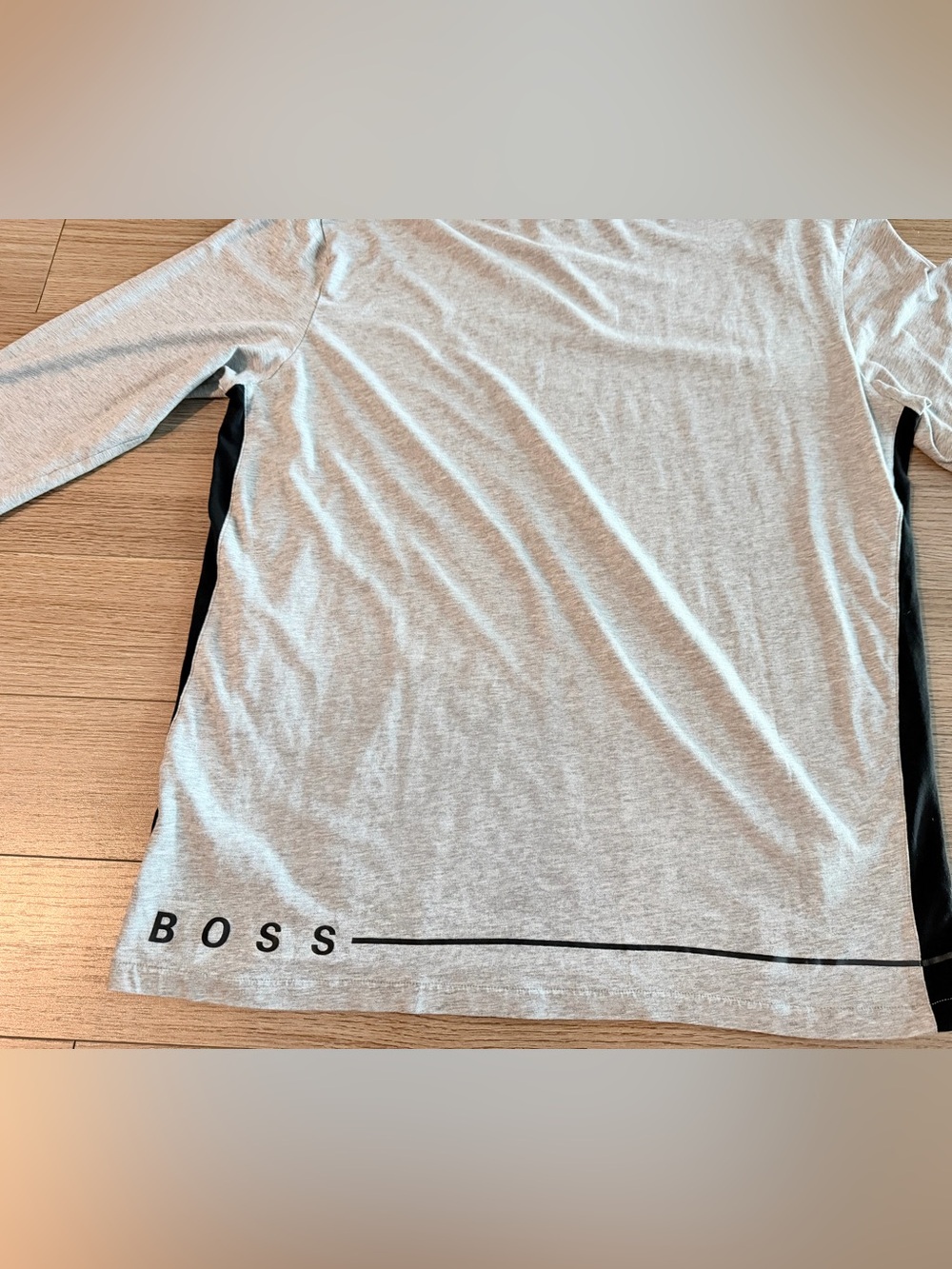 HUGO BOSS Men's Large Gray Black Stretch Cotton Lightweight Logo Hoodie - Picture 9 of 11